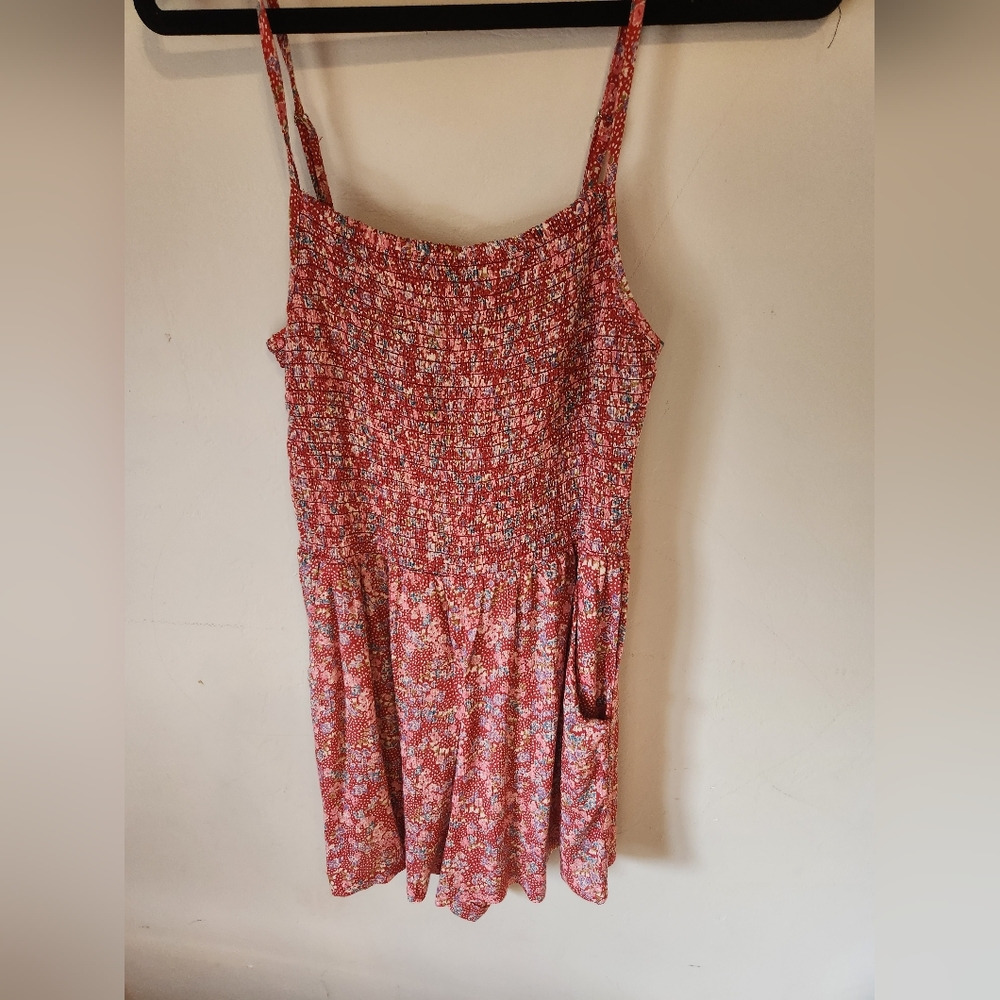 Red Floral Romper Sz Small Dry Goods